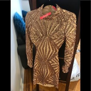 Rose gold backless dress